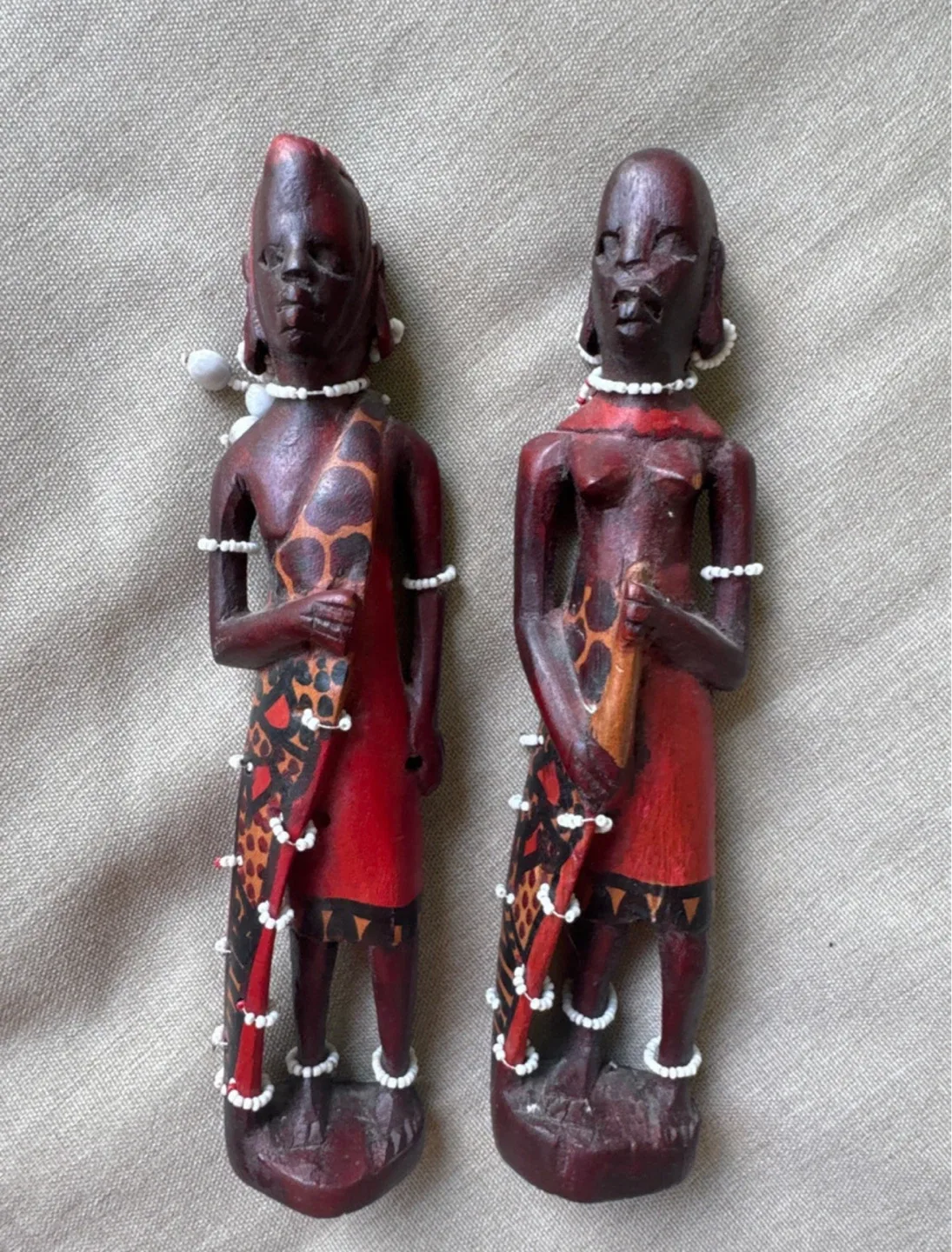 African Tribal Wood Carved Figurines, Set of 2 image indicator(2)
