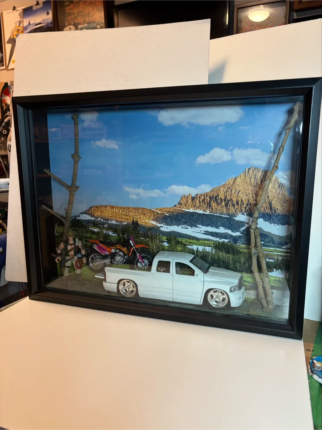 Diorama with Truck, Motorcycle, and Action Figure thumbnail