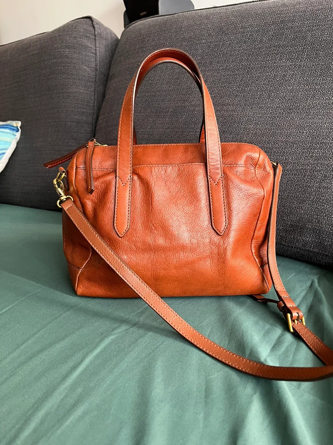 Fossil Brown Leather Satchel image indicator(2)