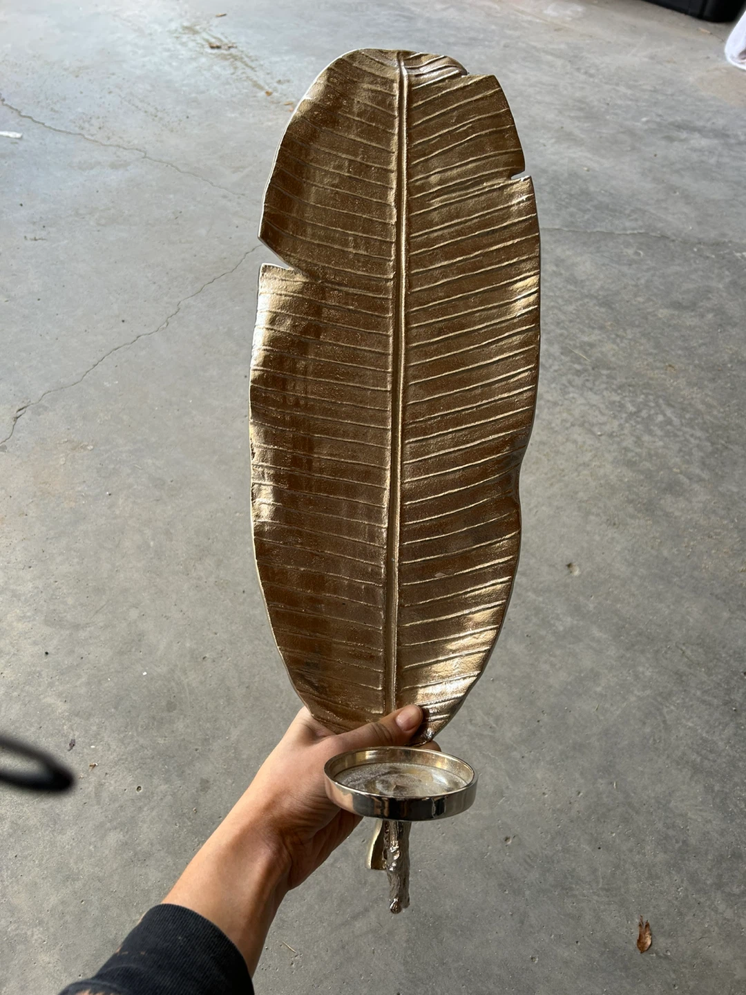 Silver Leaf Candle Holder