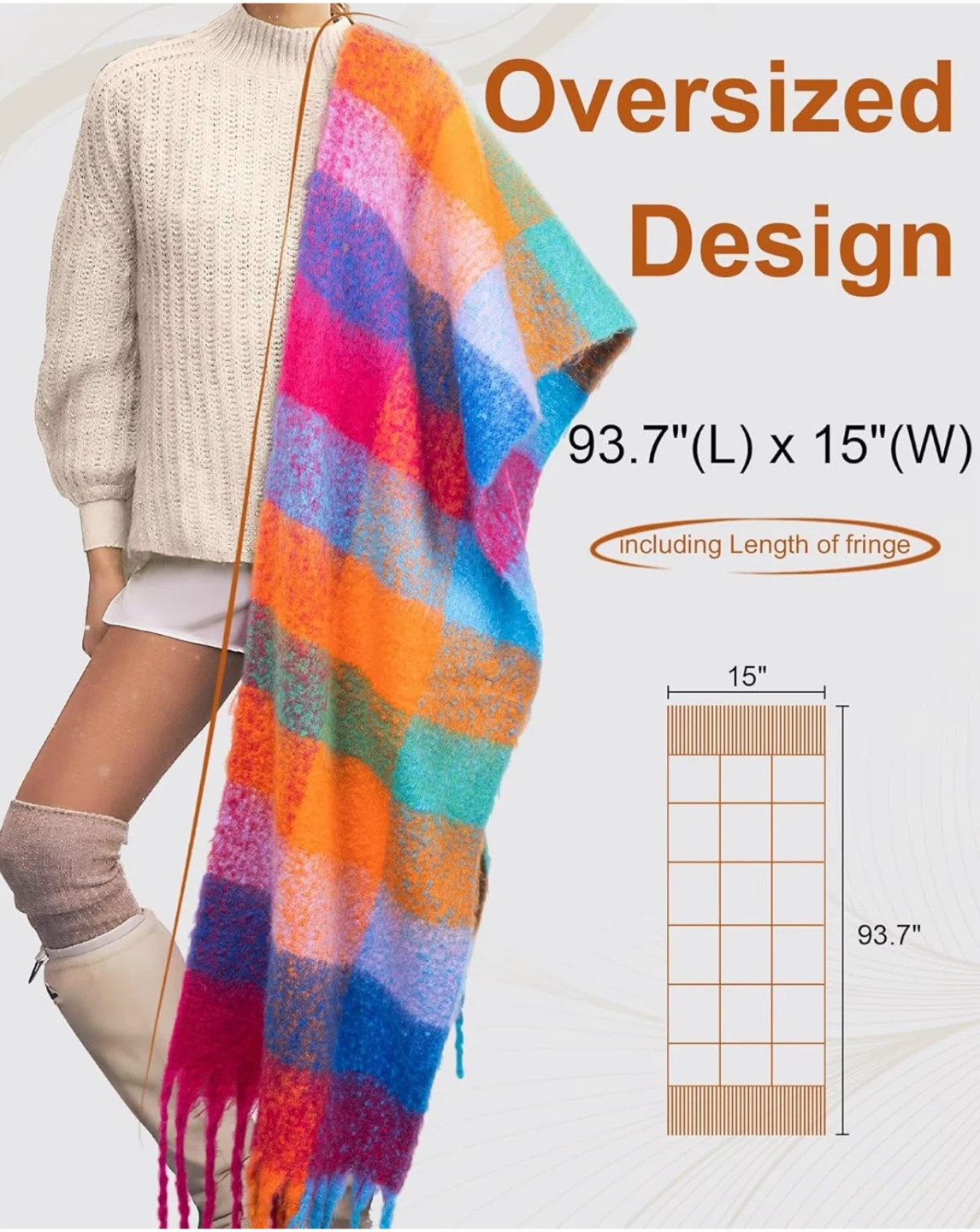 Oversized Plaid Scarf - New - photo 3