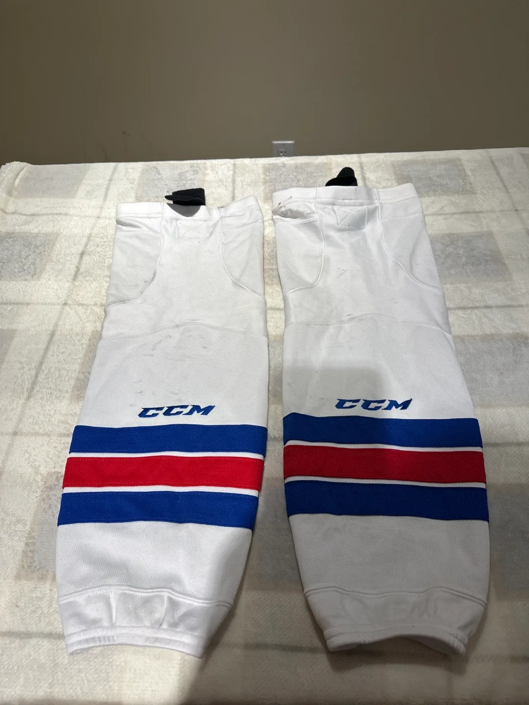 CCM Hockey Socks - White, Blue, and Red thumbnail