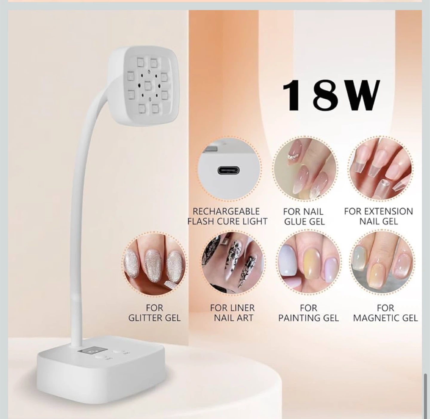 Mini Rechargeable Cordless UV Nail Lamp 18W - photo 4