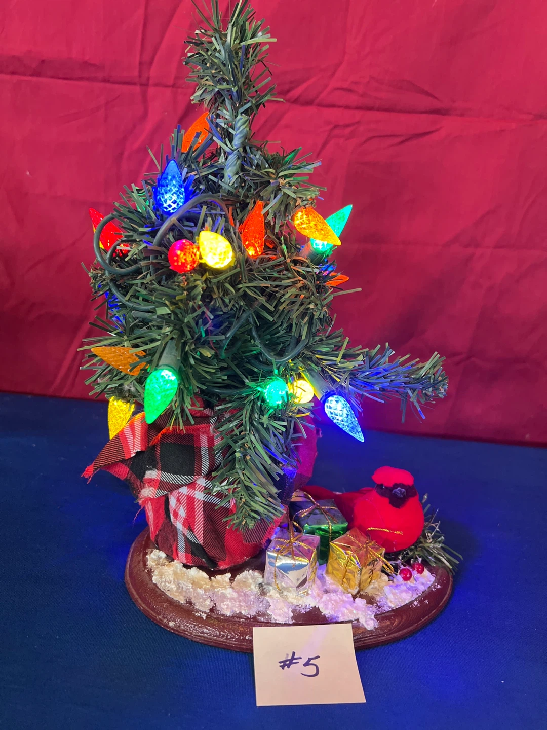 Tabletop Christmas Tree with Red Cardinal