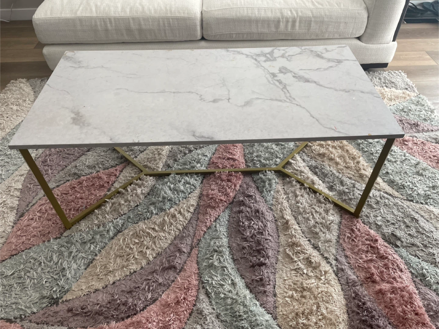 Marble Coffee Table with Gold Legs