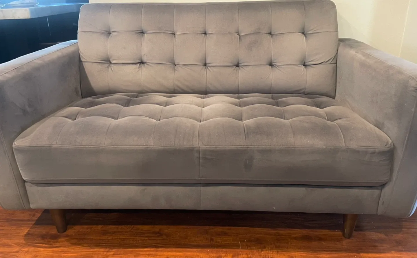 2 set of Grey velvet Loveseat image indicator(3)