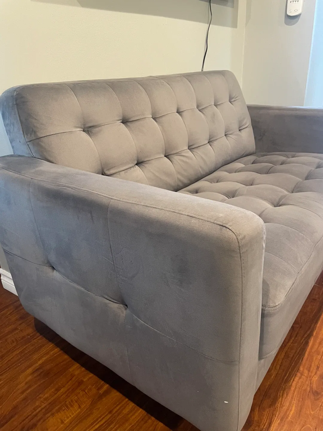 2 set of Grey velvet Loveseat image indicator(2)