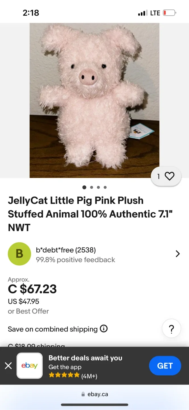Jellycat Little Pig Pink Plush image indicator(5)