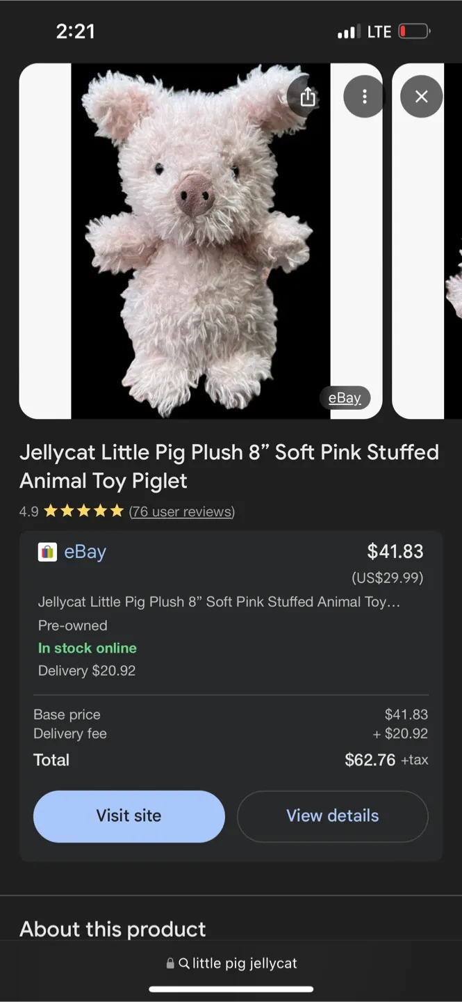 Jellycat Little Pig Pink Plush image indicator(4)