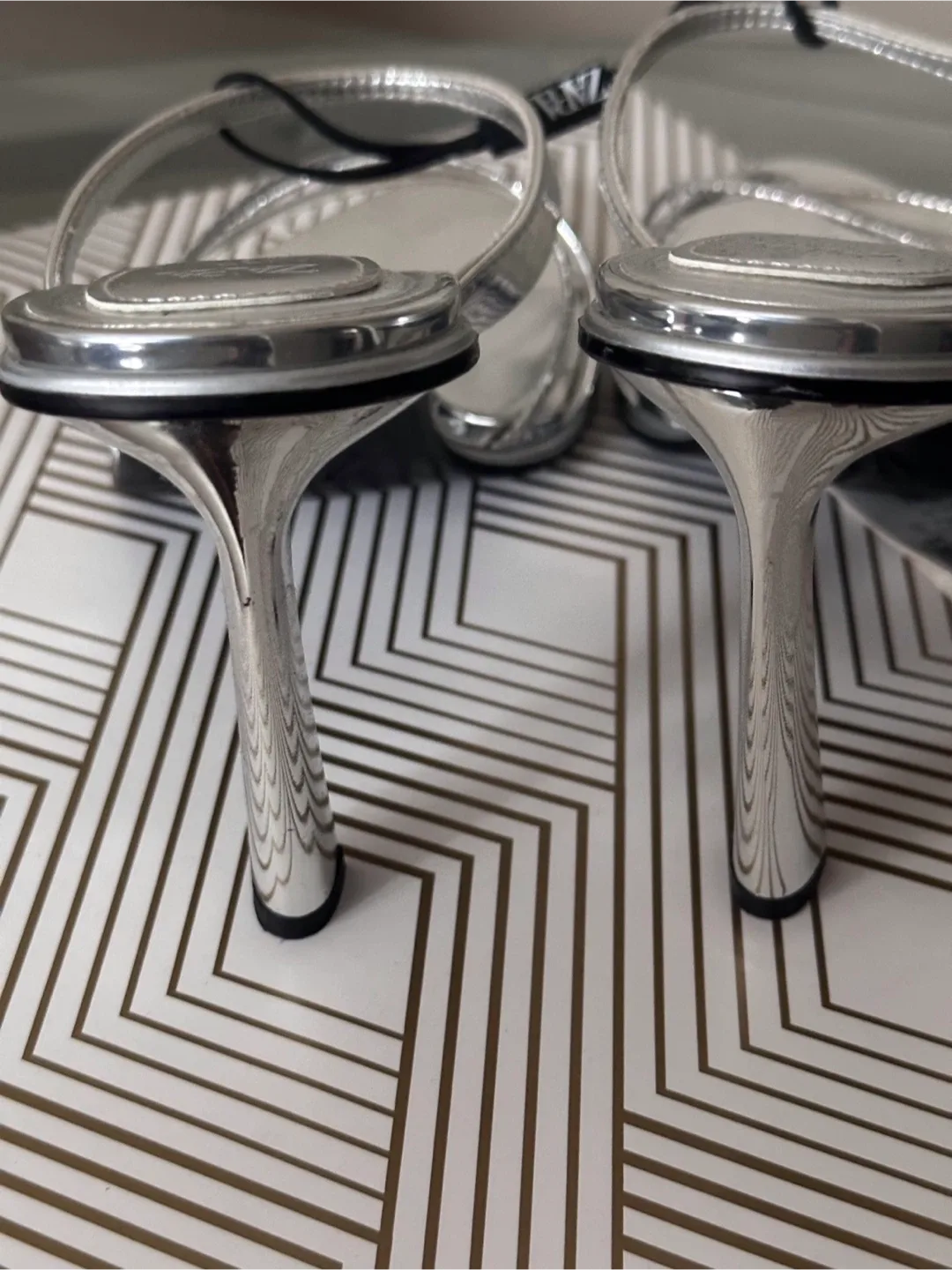 Zara Silver Heel Sandals - Size 40 image indicator(4)