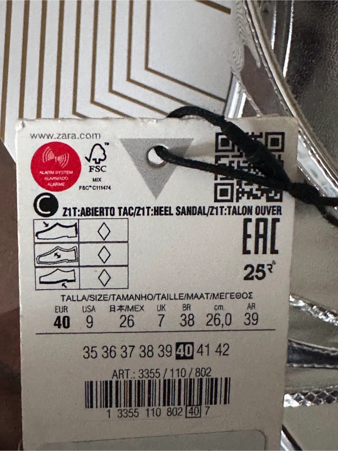 Zara Silver Heel Sandals - Size 40 image indicator(5)