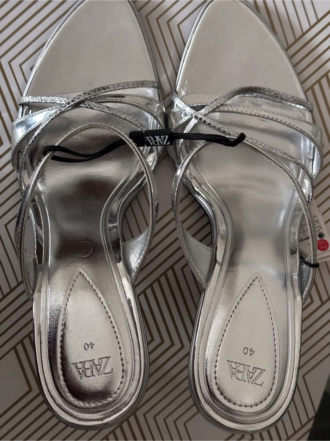 Zara Silver Heel Sandals - Size 40 image indicator(3)