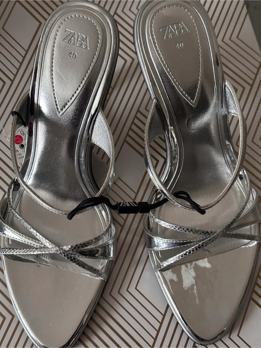 Zara Silver Heel Sandals - Size 40 image indicator(2)