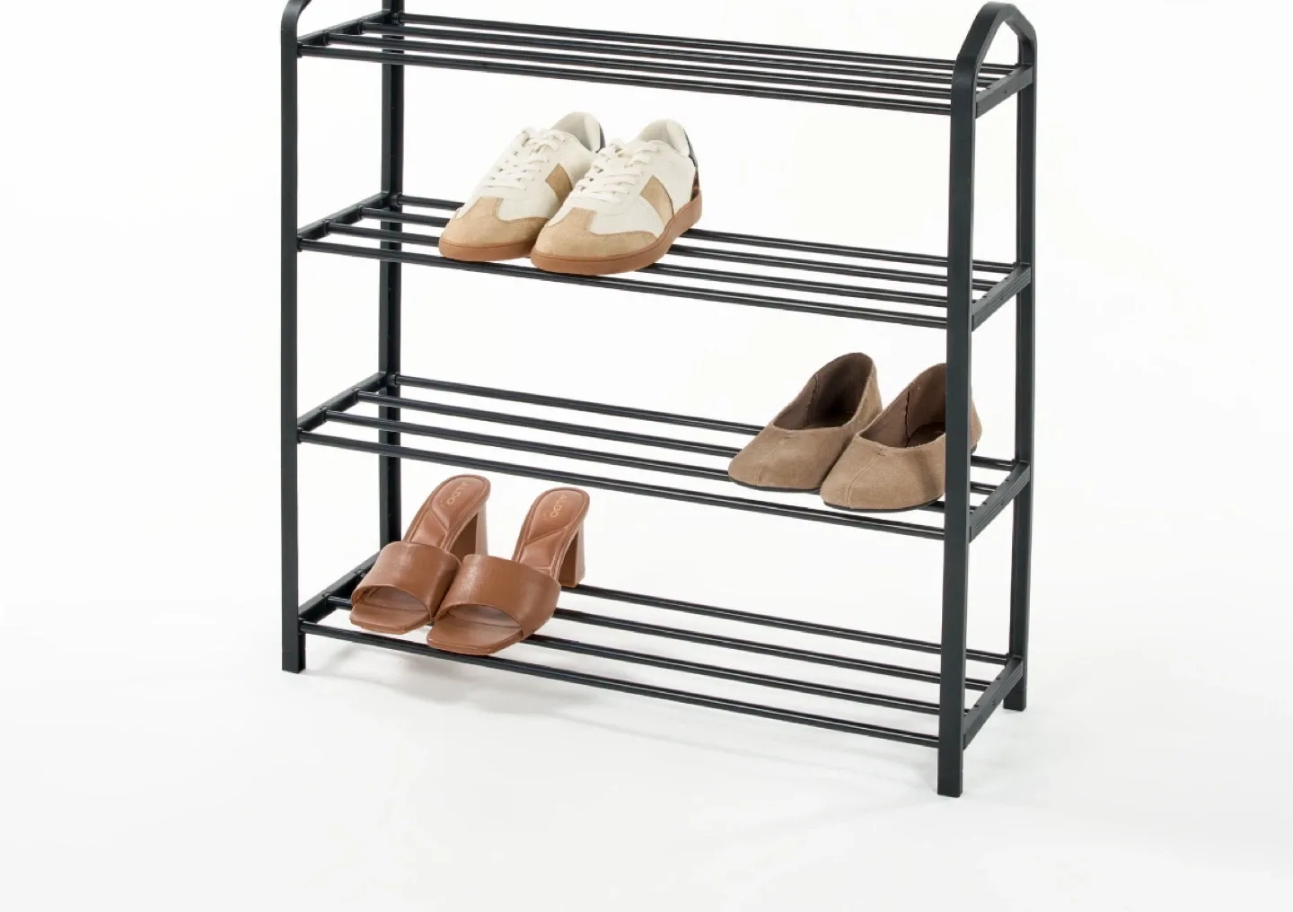 Black Metal 4-Tier Shoe Rack image indicator(2)