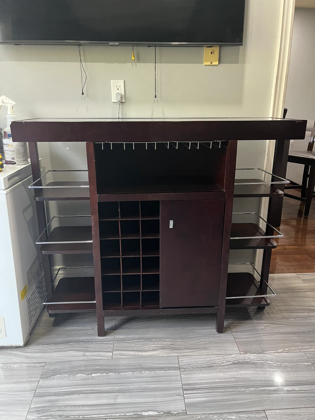 Wooden Bar Cabinet with Wine Rack - photo 3