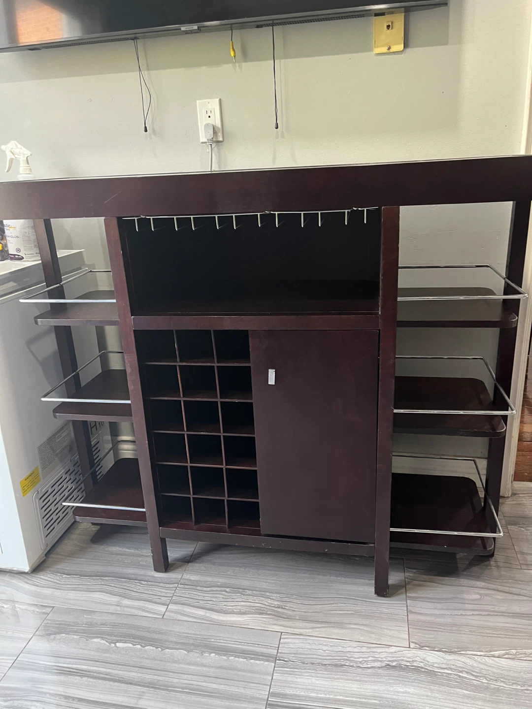 Wooden Bar Cabinet with Wine Rack