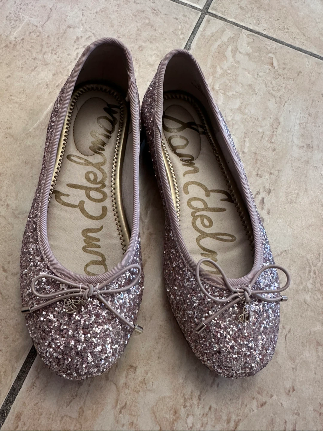 Rose gold girls size 2 Sam Edelman flats