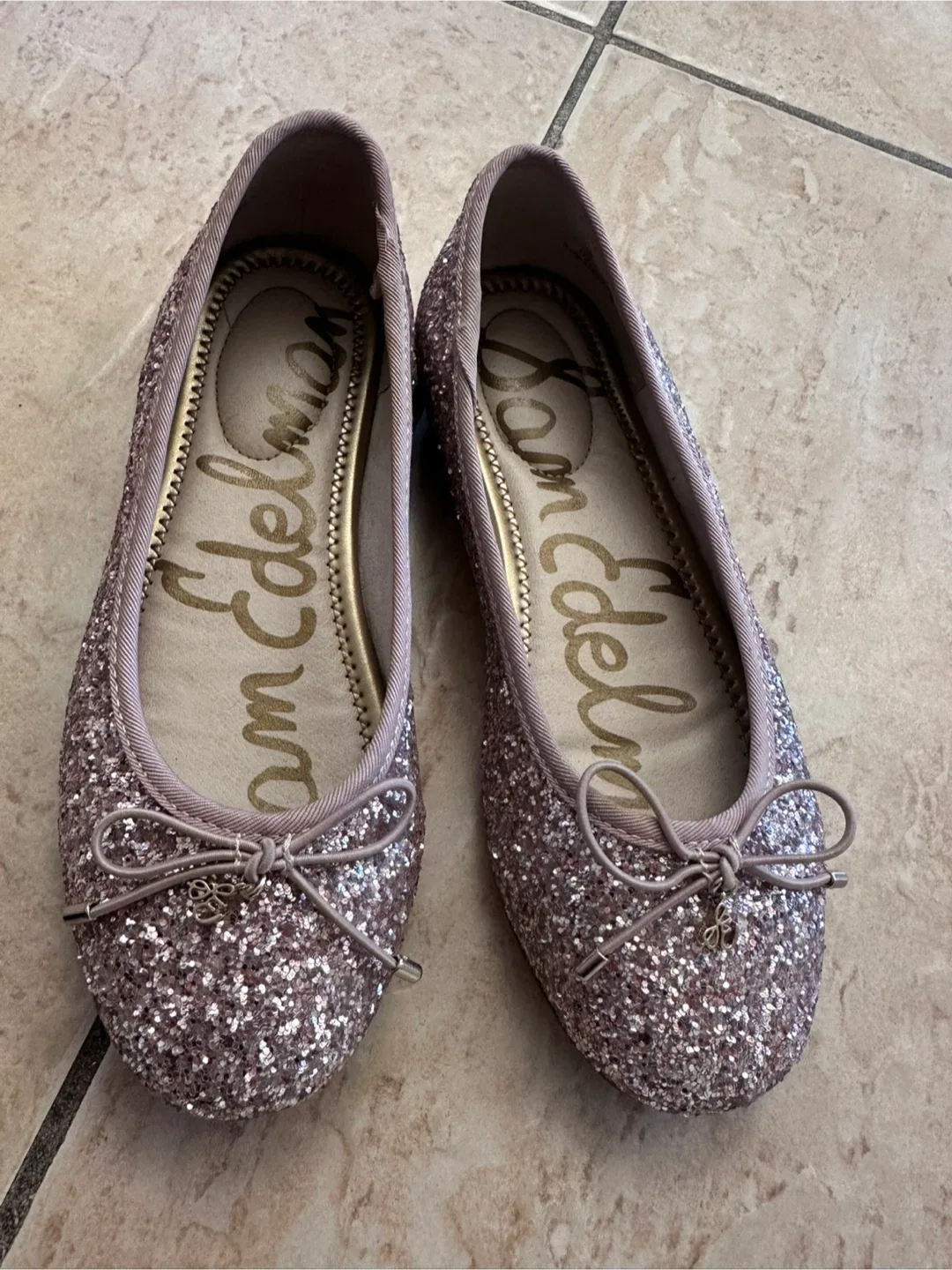 Rose gold girls size 2 Sam Edelman flats thumbnail