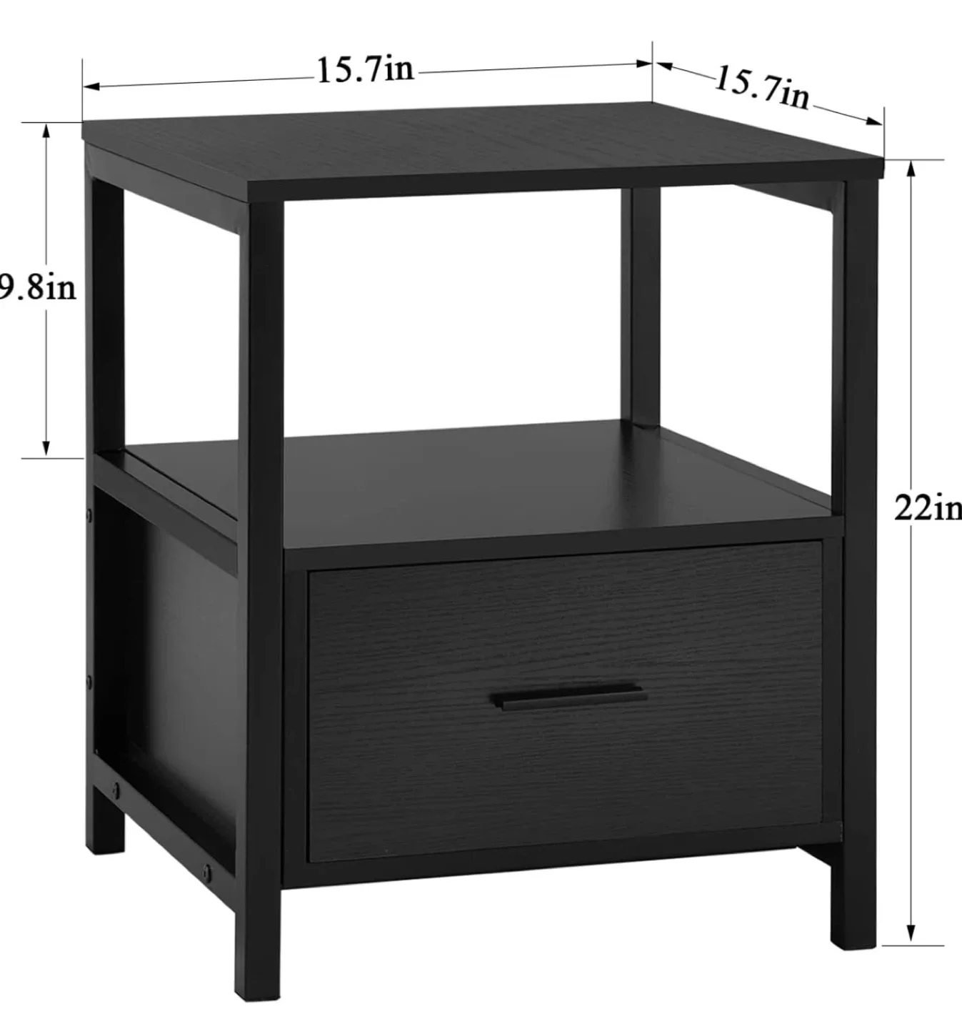 Black Nightstand with Drawer, 15.7x15.7x22 in image indicator(2)