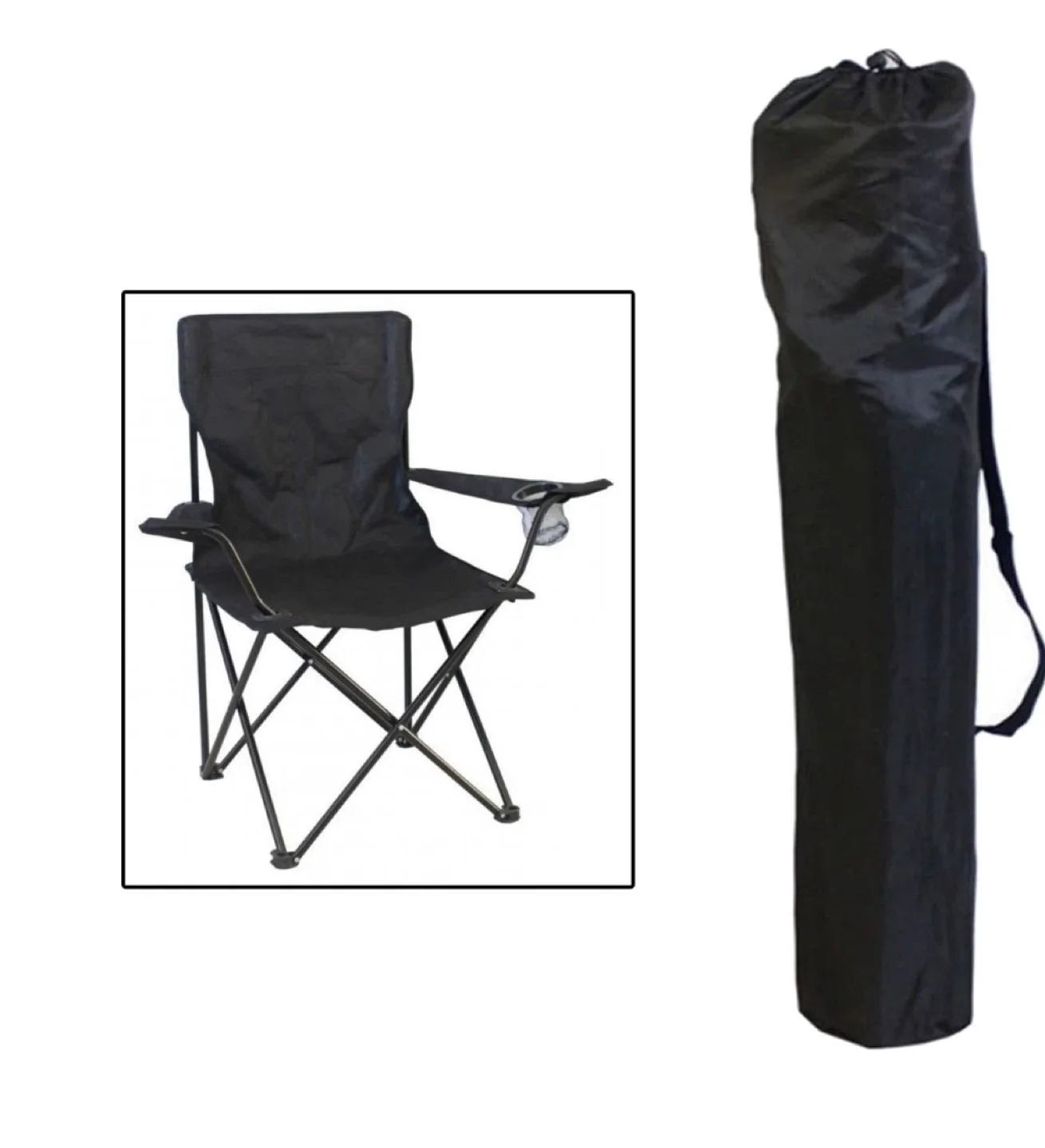 1 Black and 1 Red Folding Camping Chair with Carrying Bag thumbnail