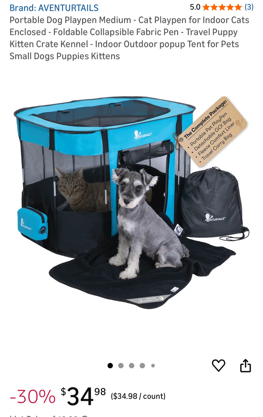 Aventurtails Portable Pet Playpen Medium