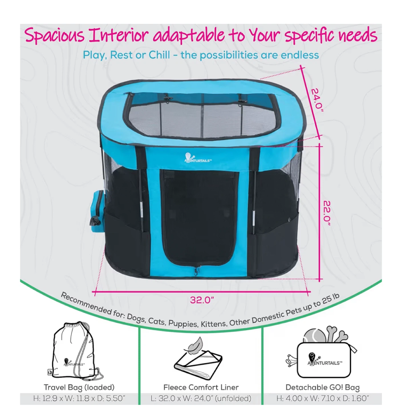 Aventurtails Portable Pet Playpen Medium - photo 2
