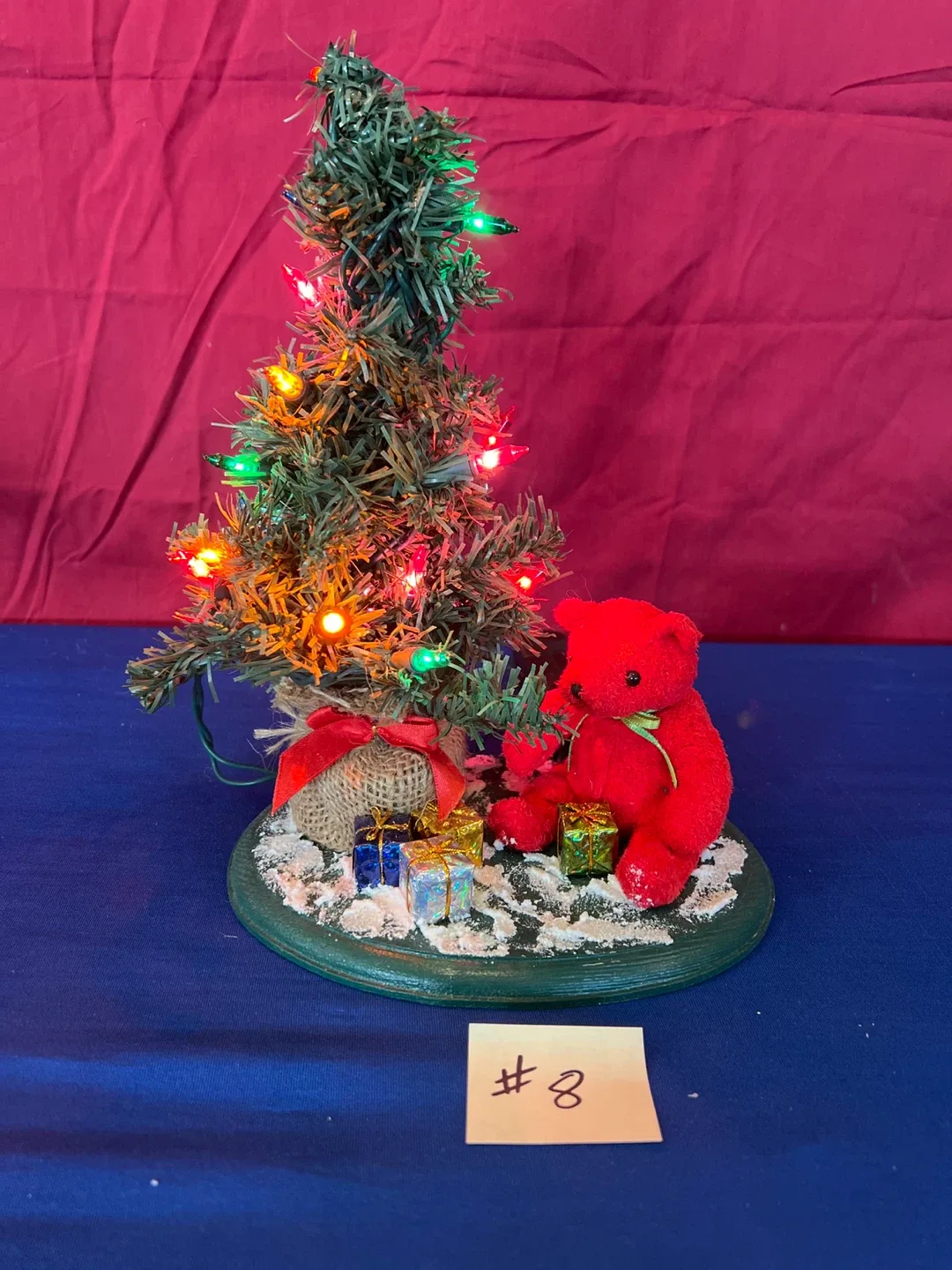 Tabletop Christmas Tree with Red Teddy thumbnail