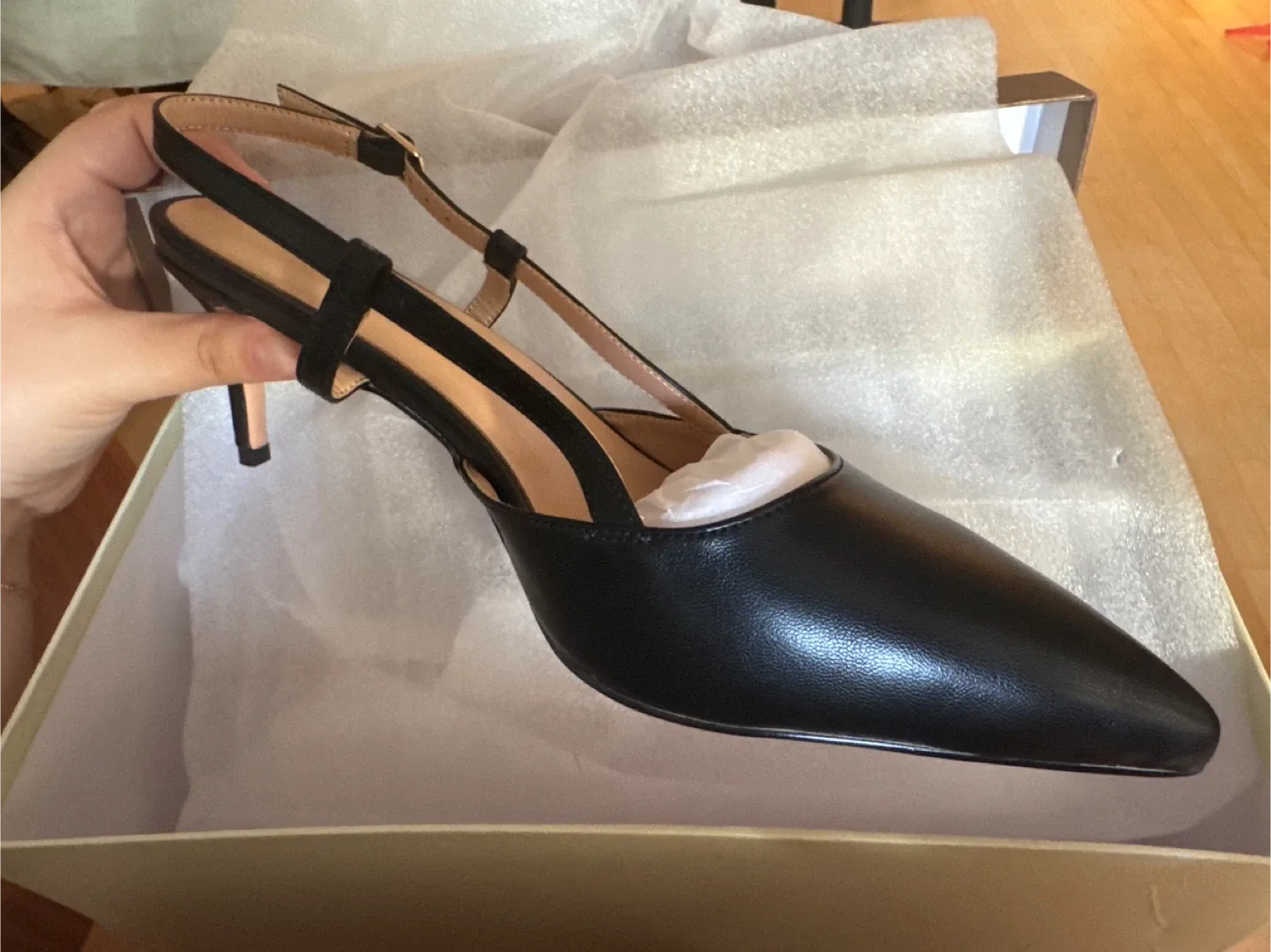 Black Slingback Kitten Heels, Size 13 only maker