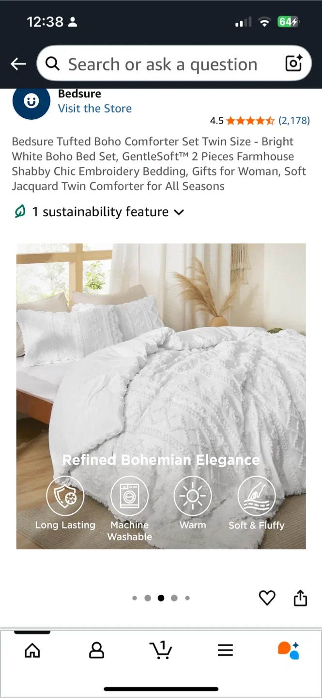 New! Bedsure Tufted Boho Comforter Set - Twin/Twin XL image indicator(2)