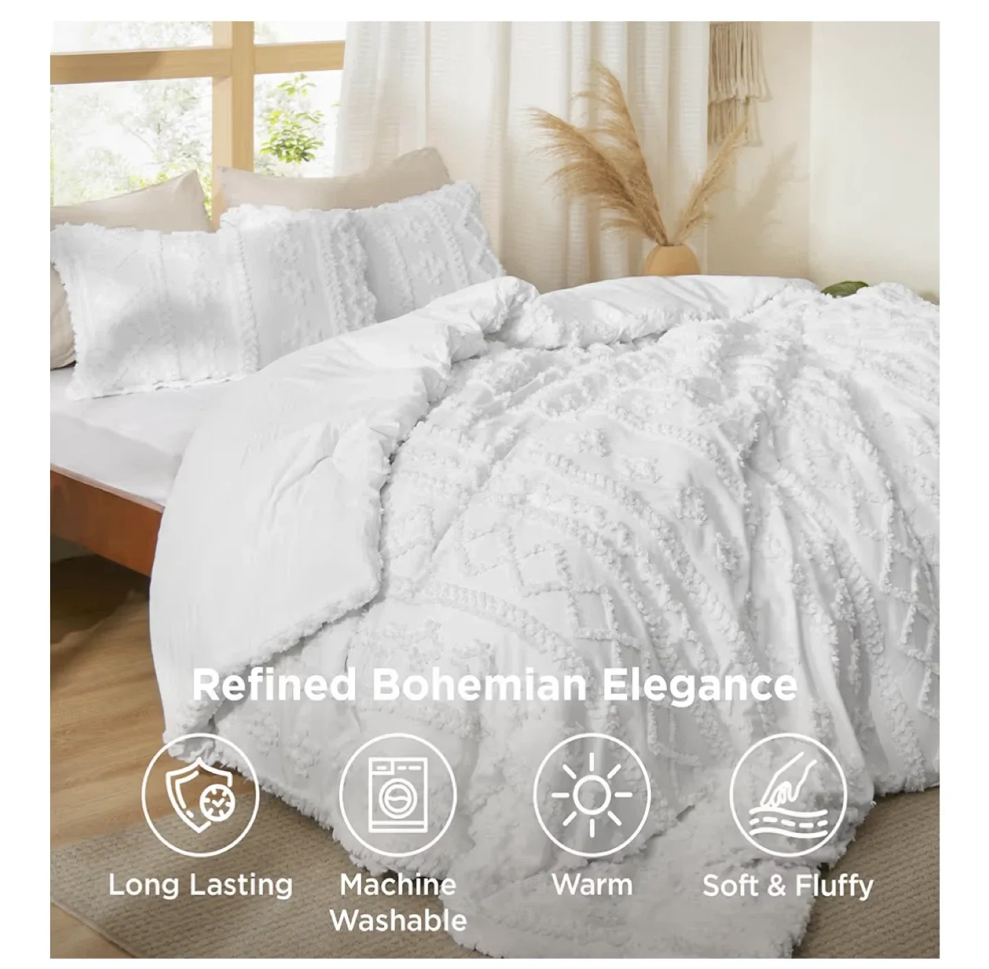 New! Bedsure Tufted Boho Comforter Set - Twin/Twin XL image indicator(3)