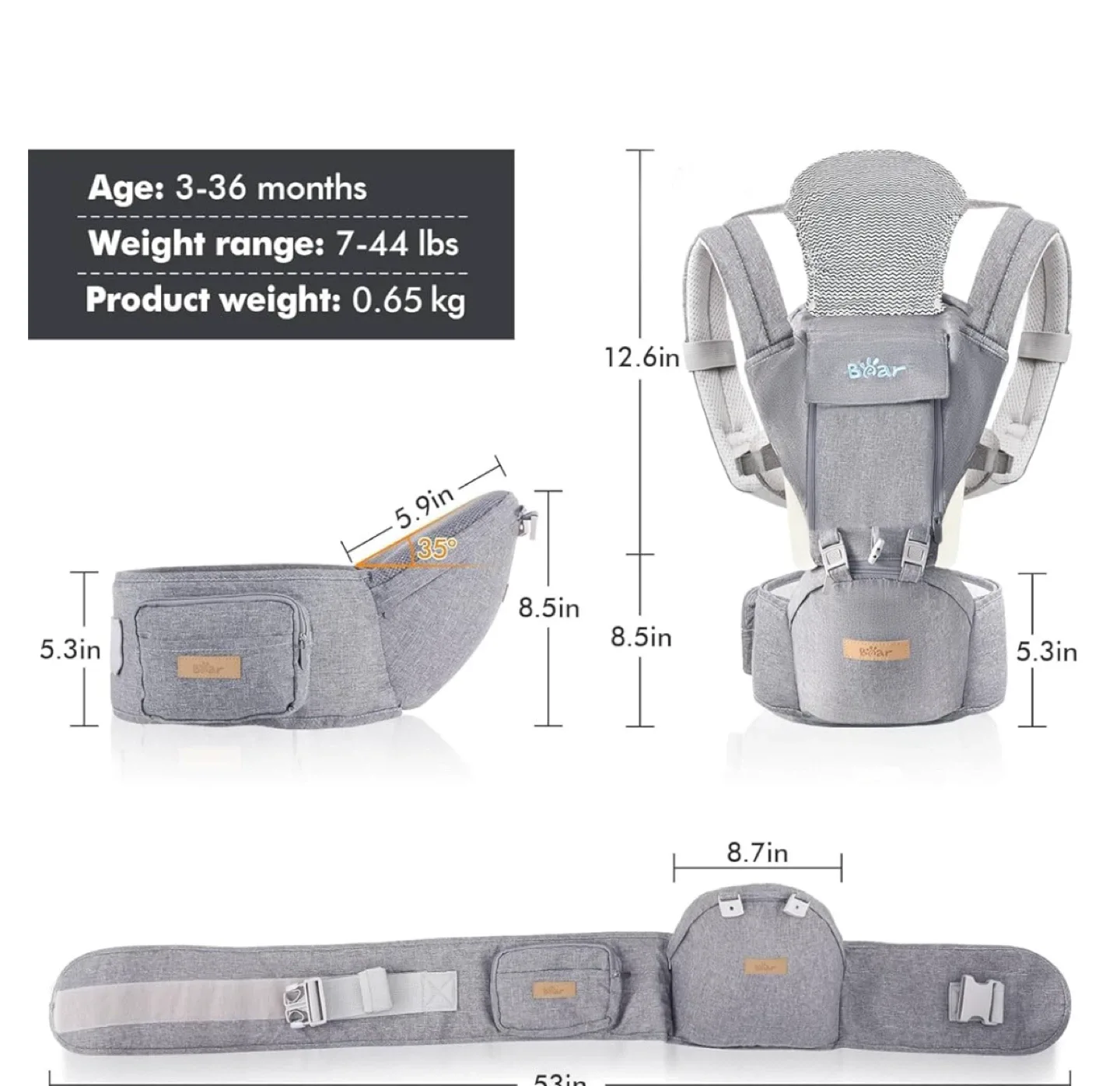 New! Bear Baby Carrier 6-in-1 - Newborn to Toddler image indicator(7)