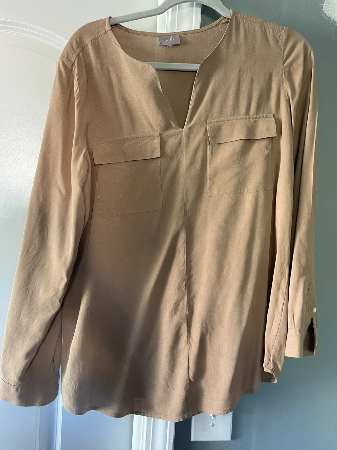 J.Jill Beige Long Sleeve Blouse