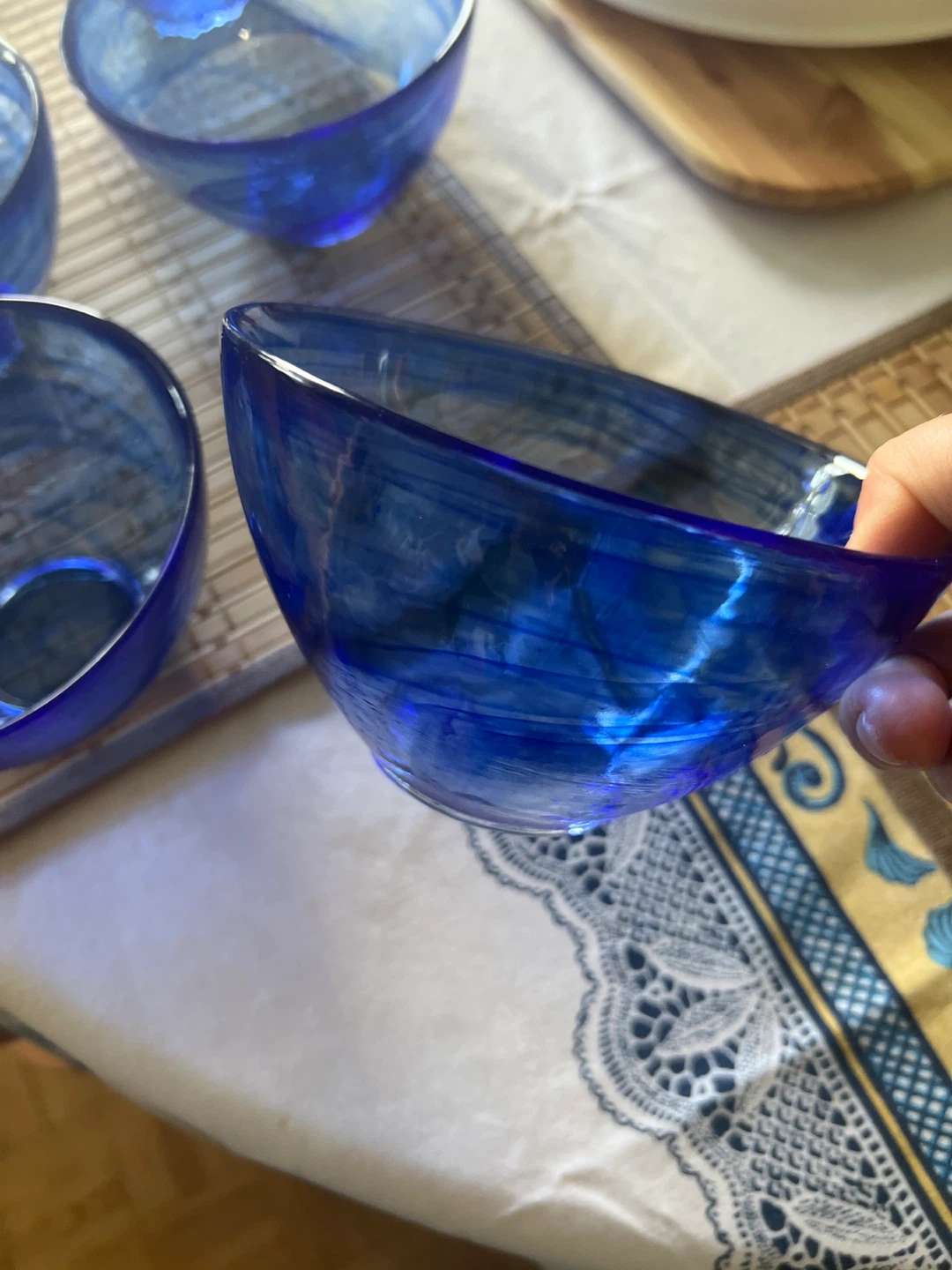 Set of 6 Blue Glass Bowls - photo 3