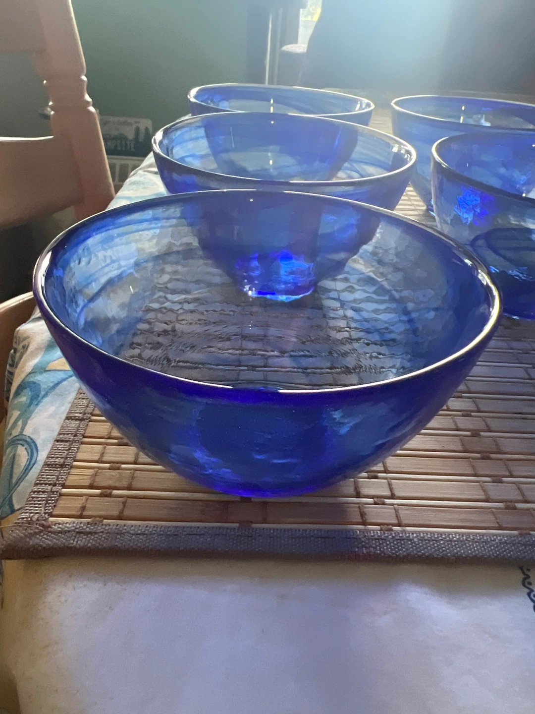 Set of 6 Blue Glass Bowls - photo 2