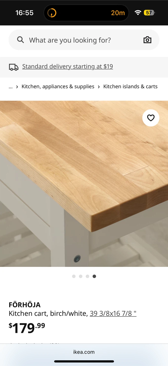 Kitchen island/table IKEA FÖRHÖJA Kitchen Cart - Birch/White - photo 2