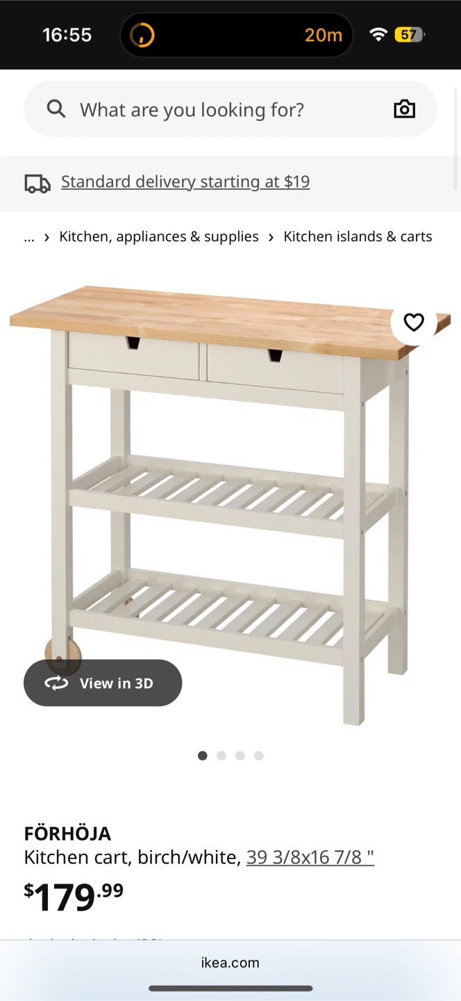 Kitchen island/table IKEA FÖRHÖJA Kitchen Cart - Birch/White