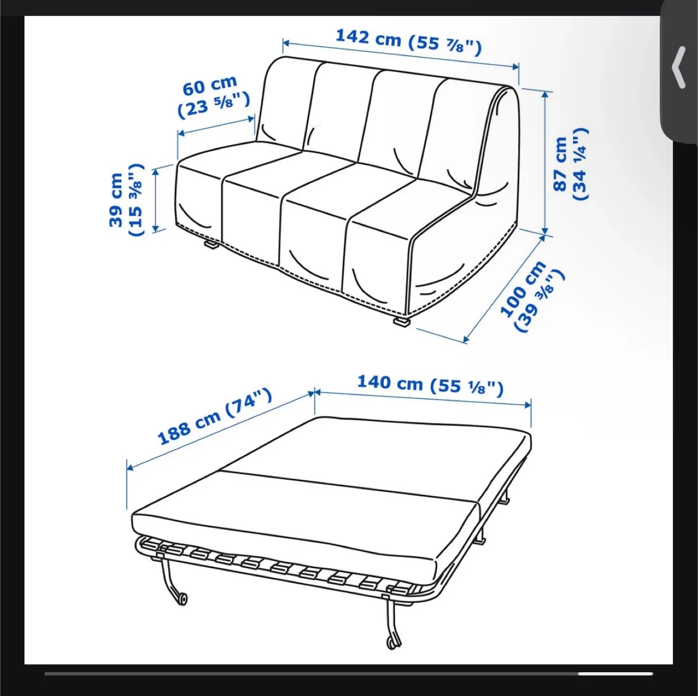 Ikea Sofa Bed + Brad new mattress topper image indicator(2)