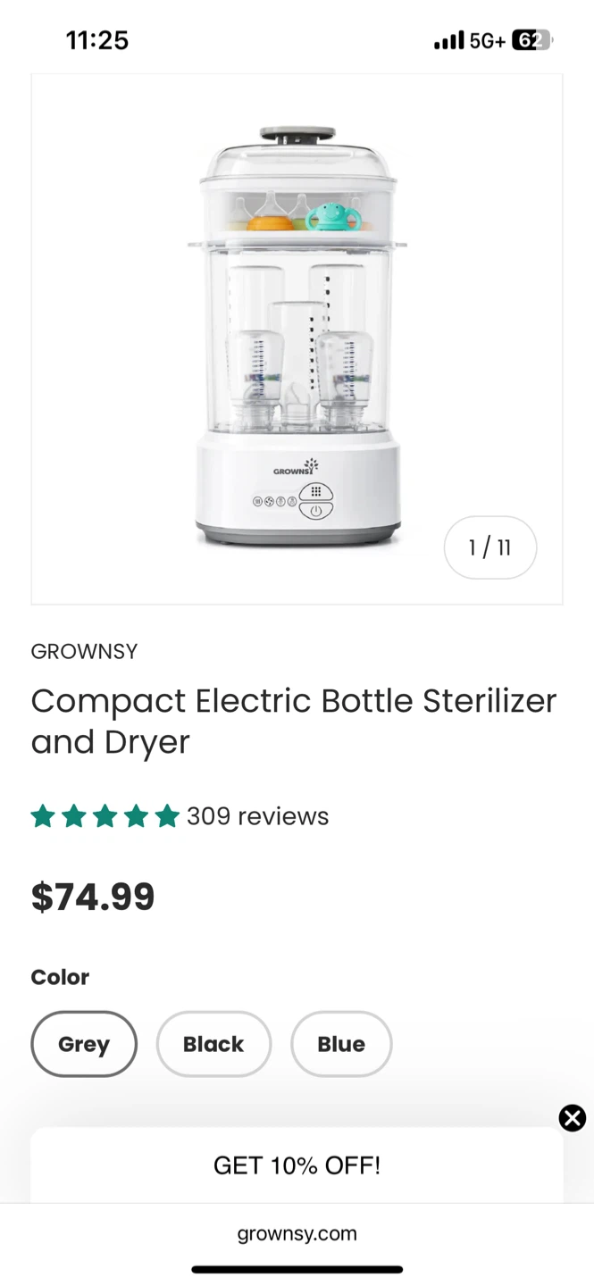 Grownsy Compact Electric Bottle Sterilizer & Dryer - photo 2