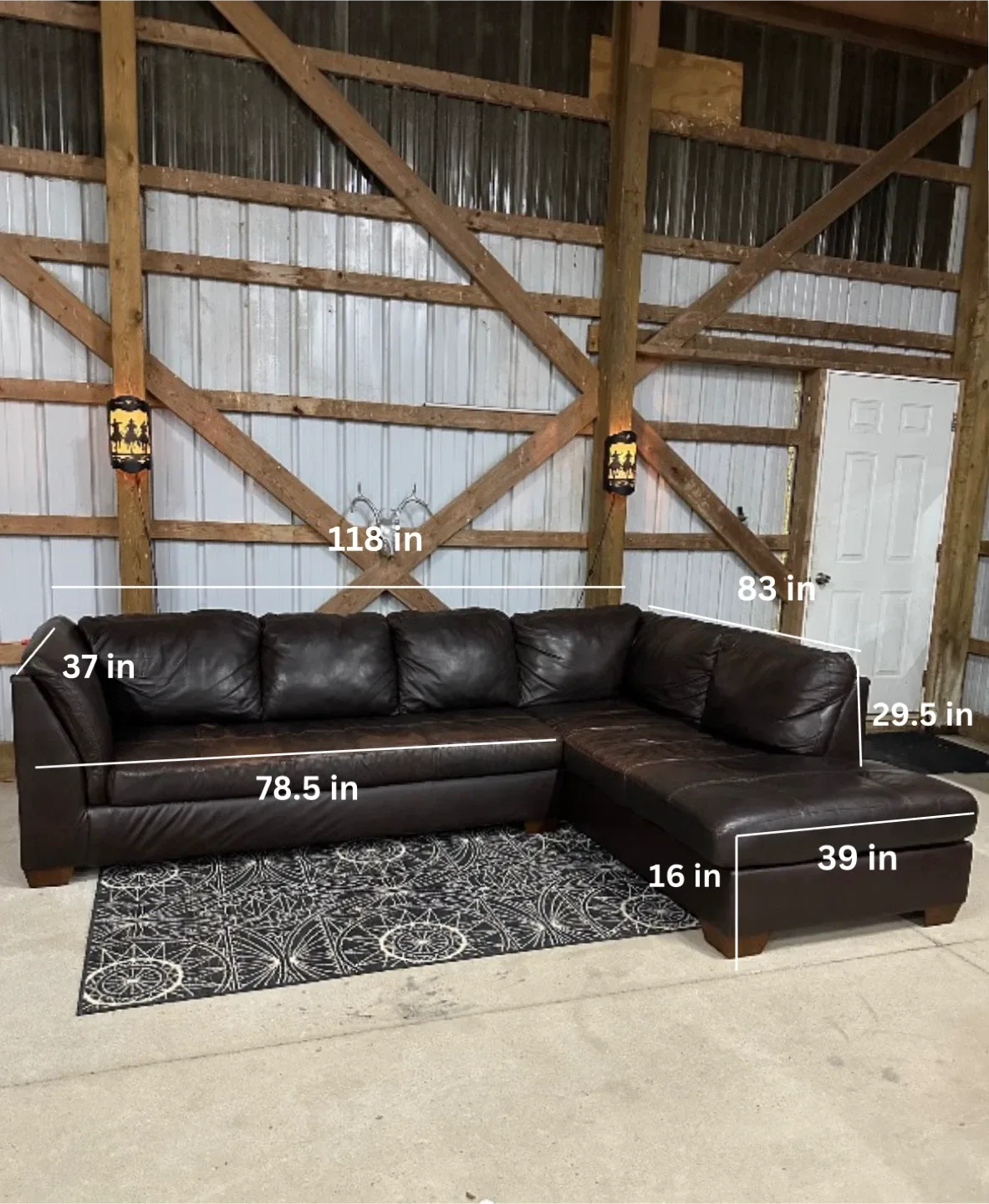 *Delivery Available* Teppermans 2 Piece Leather Sectional image indicator(2)