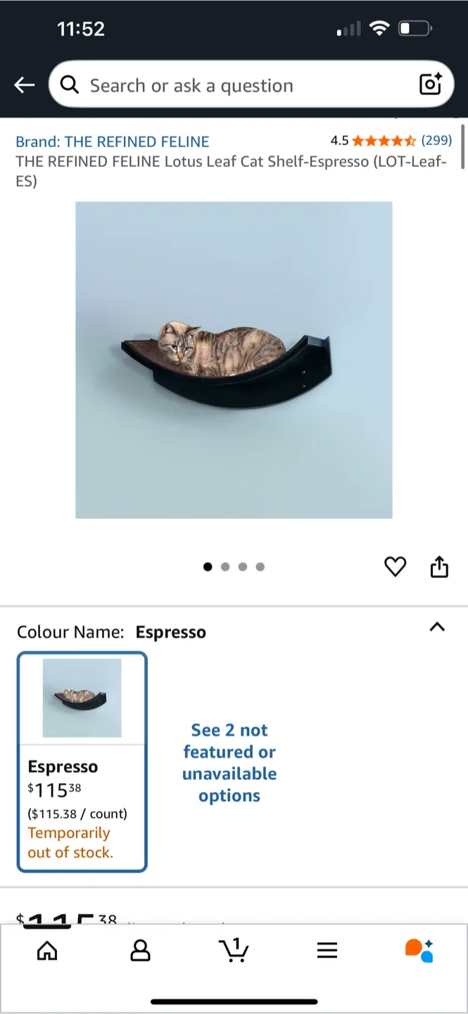 The Refined Feline Lotus Leaf Cat Shelf - Espresso image indicator(3)