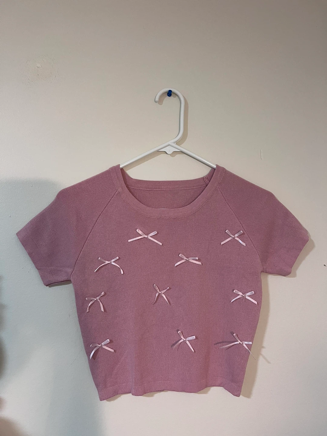 Pink Bow Detail Knit Top