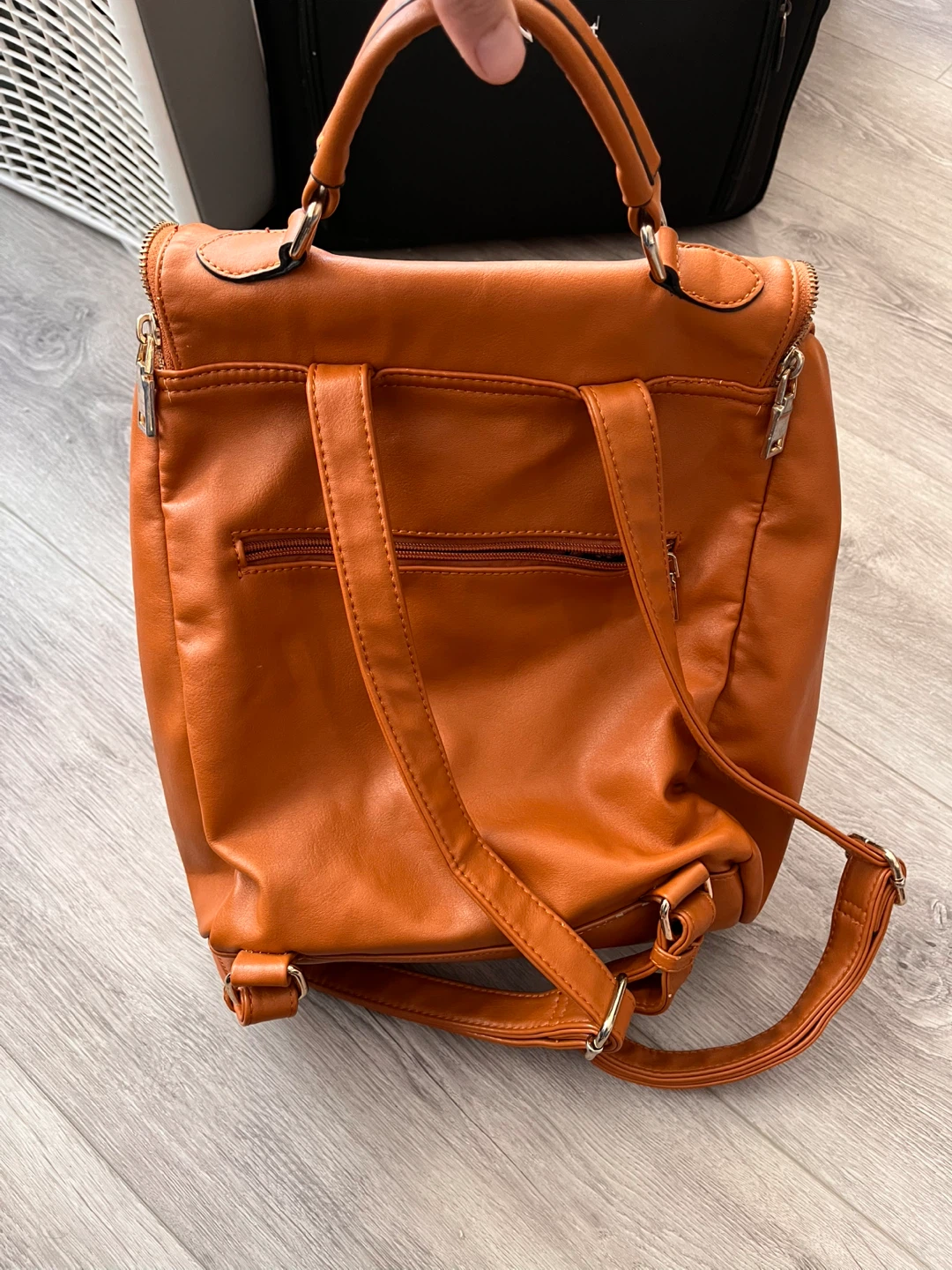 Brown faux leather Backpack - photo 3