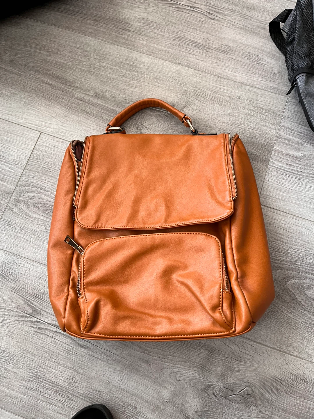 Brown faux leather Backpack