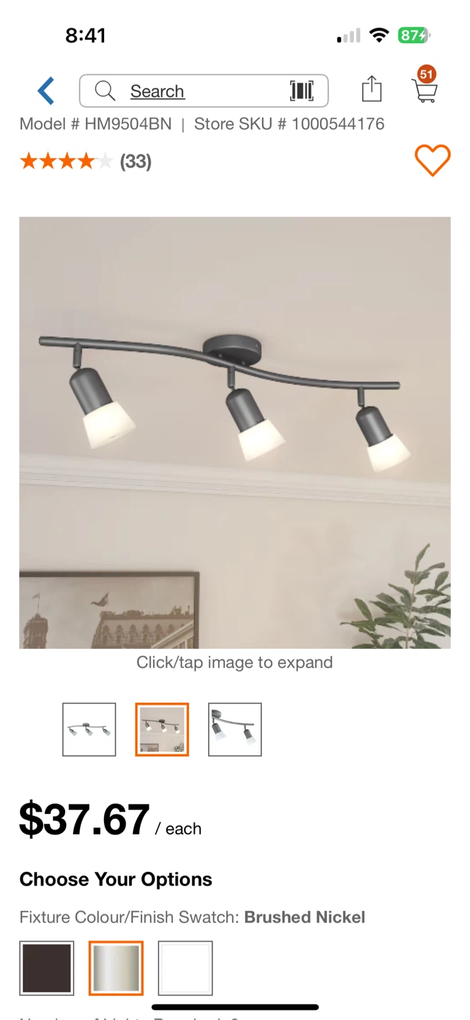 Hampton Bay Aletta 27-inch 3-Light Track Lighting