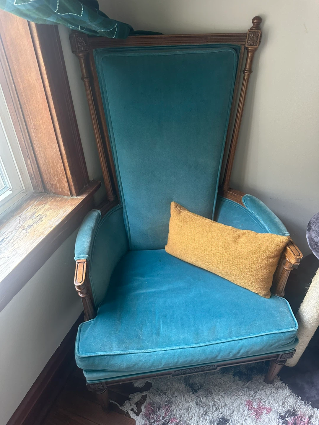 Vintage Teal Throne Chair - photo 3
