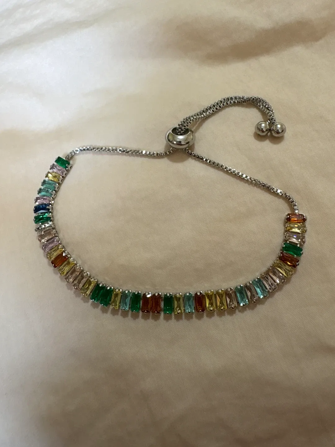 Cubic zarconia silver tone bracelet