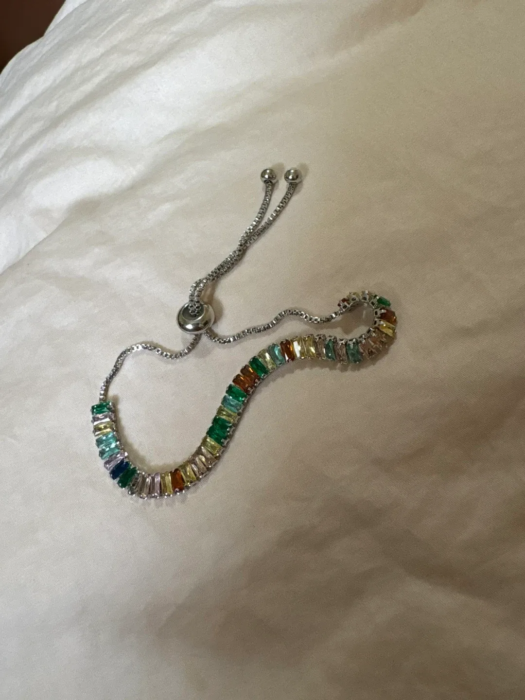 Cubic zarconia silver tone bracelet image indicator(2)