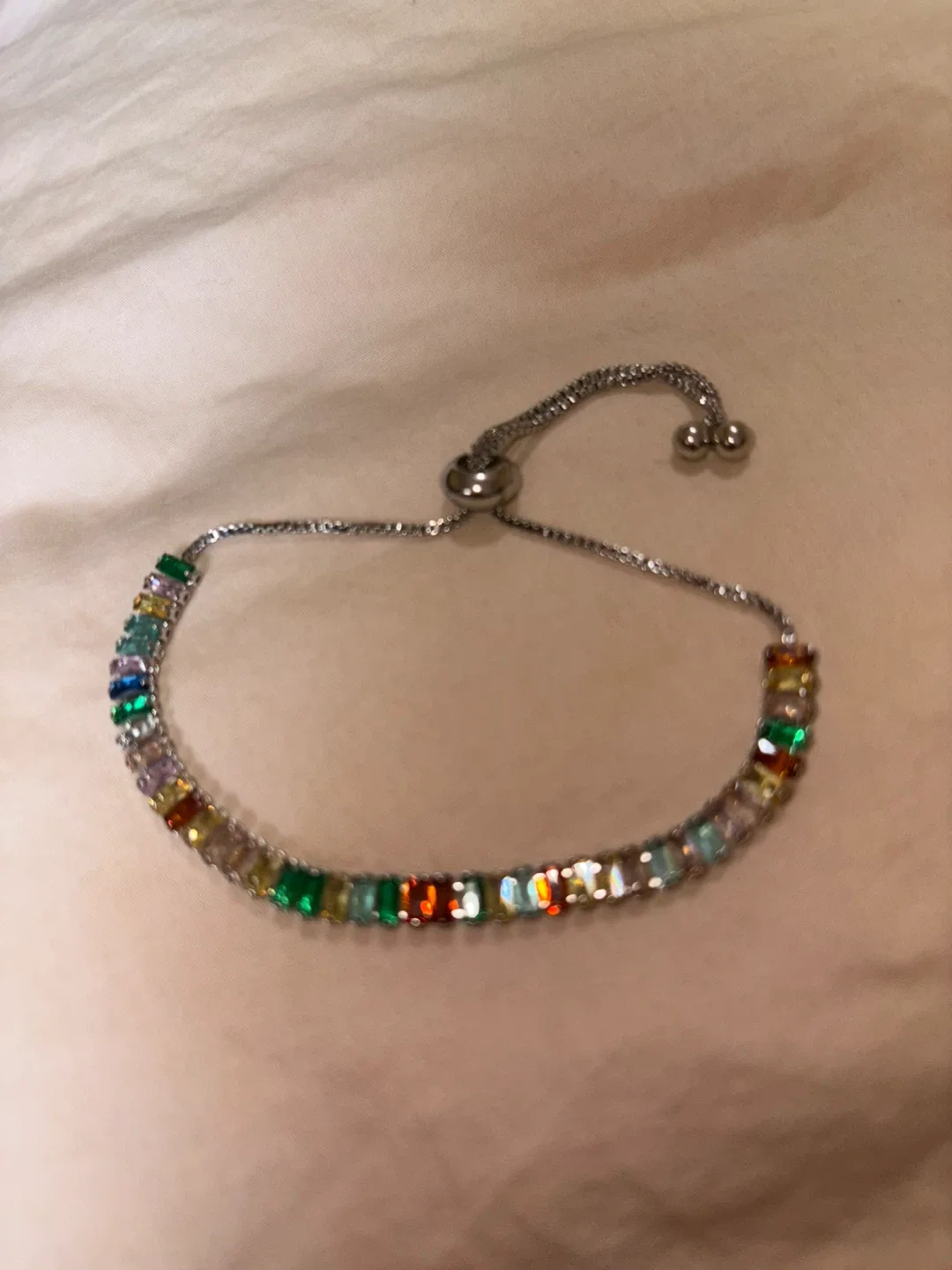 Cubic zarconia silver tone bracelet image indicator(3)