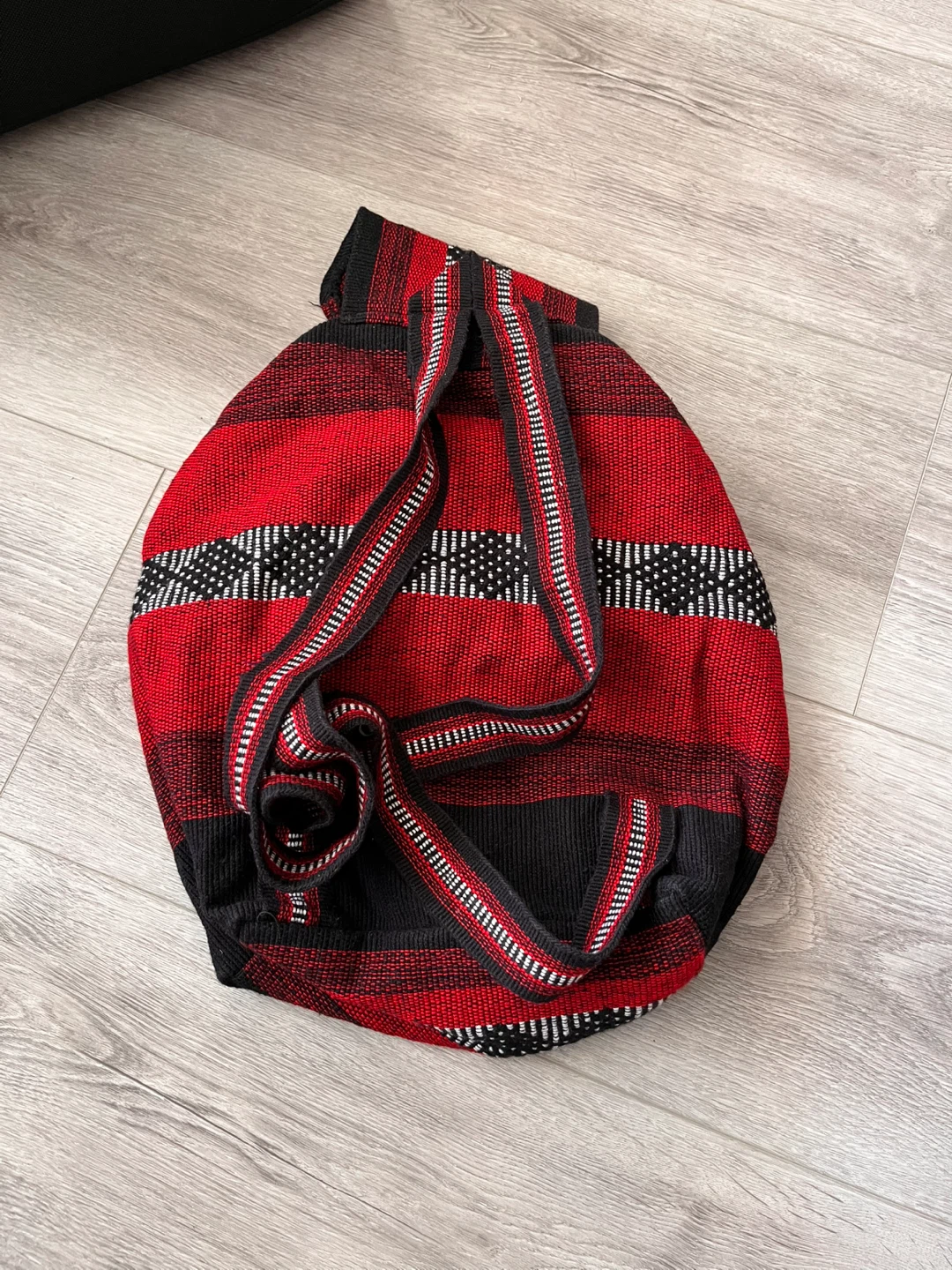 Red & Black Striped Boho Style Backpack - photo 2