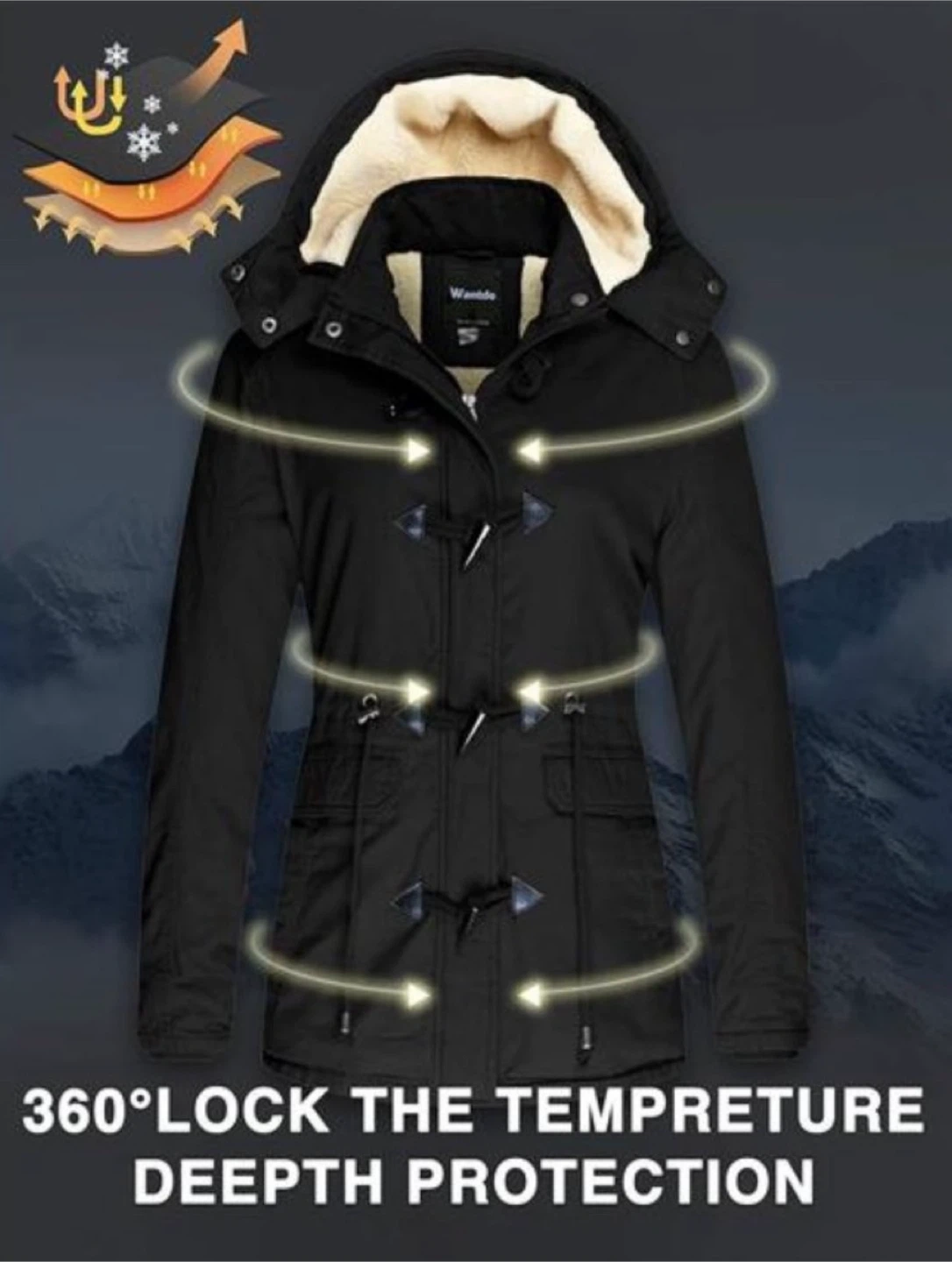 NEW! Wantdo Warm Sherpa Lined Hooded Cotton Jacket Winter Coat - photo 5
